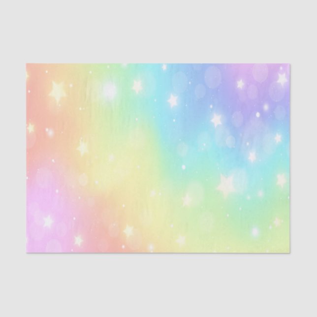 Papier Mousseline Pastel Rainbow Stars Découpage Papier Tissu (Recto)