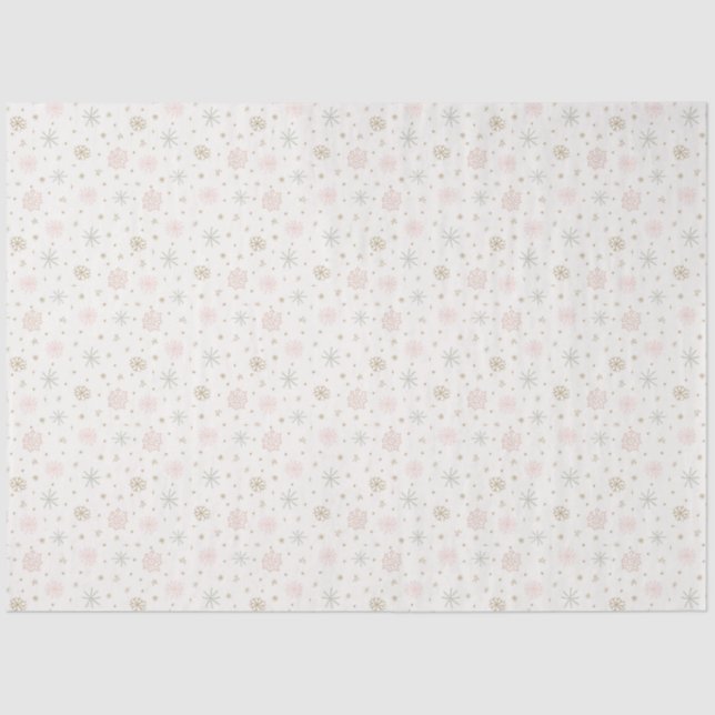 Papier Mousseline Pastel Snowflakes Off White Christmas (Recto)