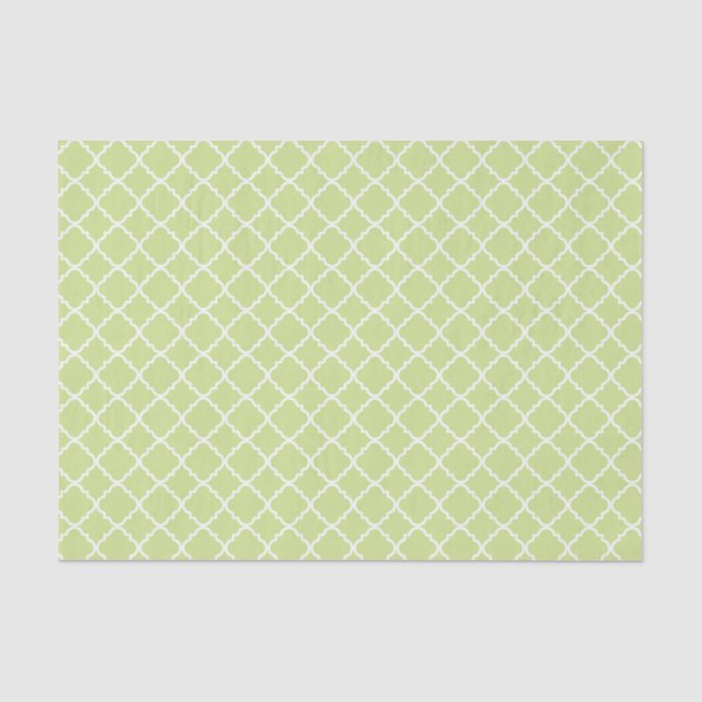 PAPIER MOUSSELINE PASTEL VERT & MOTIFS BLANCS (Recto)