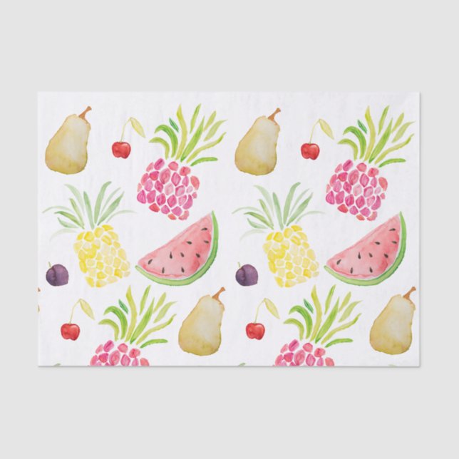 Papier Mousseline pastèque d'ananas aux cerises de fruits d'aquarell (Recto)