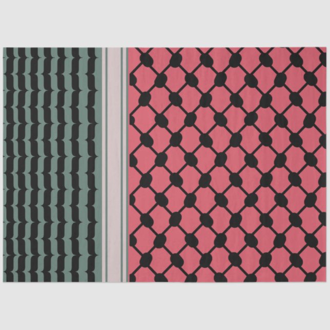 Papier Mousseline Pastèque palestinienne Hatta Keffiyeh Kufiya Folk (Recto)