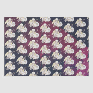 Papier Mousseline Pasteur de Noël Ange avec Motif d'agneaux