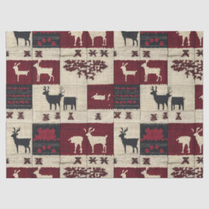 Papier Mousseline Patchwork croisé rustique Folk Holiday Motif