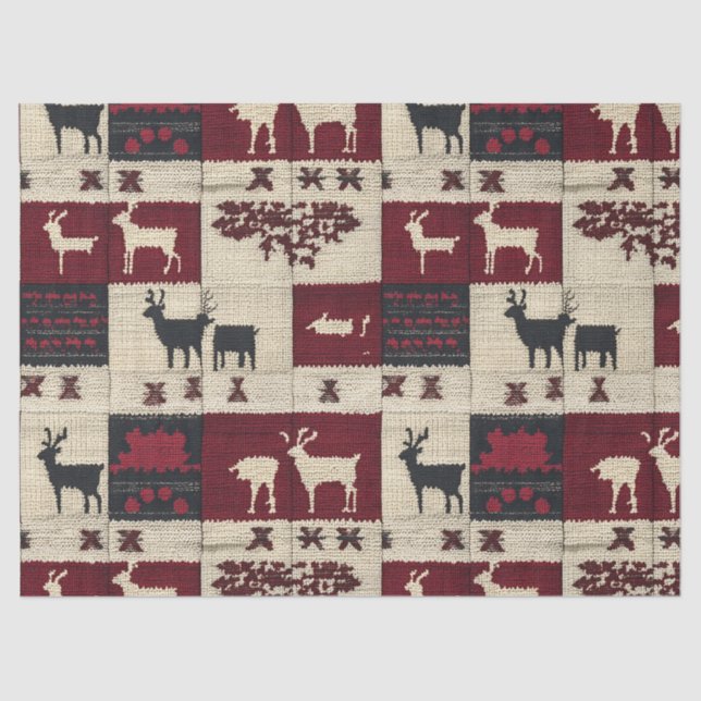 Papier Mousseline Patchwork croisé rustique | Folk Holiday Motif (Recto)