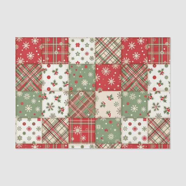 Papier Mousseline Patchwork de Noël (Recto)