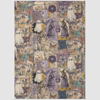 Papier Mousseline Patchwork ensorcelé en violet et bleu, cadeaux uni
