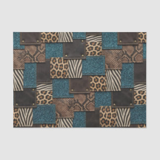 Papier Mousseline Patchwork Imprimé Animalier Africain | Marron & Sa