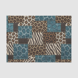 Papier Mousseline Patchwork Imprimé Animalier Africain Marron & Sa