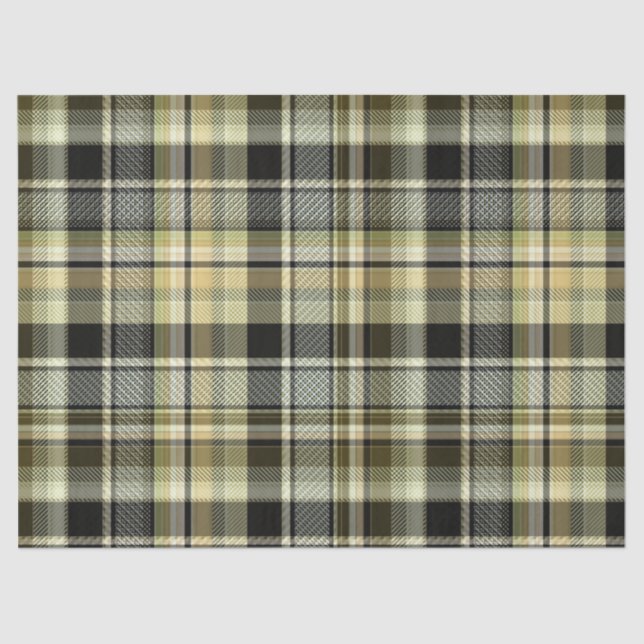 Papier Mousseline Pâte de tartan jaune-brun. (Recto)