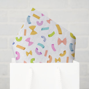 Papier Mousseline Pâtes macaroni motif coloré amusant sur fond blanc