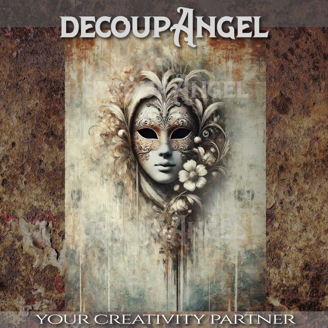 Papier Mousseline Patina avec masque vénitien - Découpage (Créateur téléchargé)