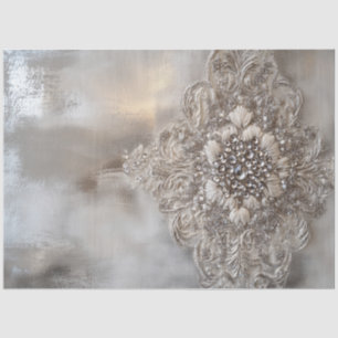 Papier Mousseline Patine de strass, fond argenté décoratif