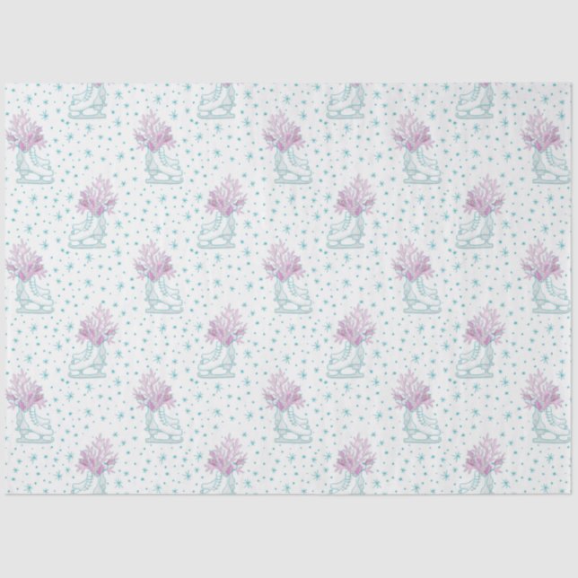 Papier Mousseline Patins à glace et flocons de neige Noël (Recto)