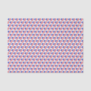 Papier Mousseline Patriotic Love USA American Flag Heart Imprimer Ca