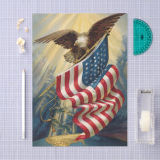 Papier Mousseline Patriotisme Vintage, Drapeau américain aigle patri