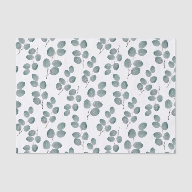 Papier Mousseline Pattern de Watercolor Silver Dollar Eucalyptus Lea (Recto)