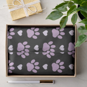 Papier Mousseline Pattern of paws, Dog paws, Lilac paws, Hearts