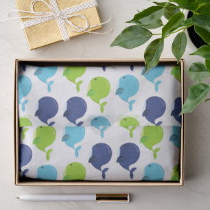 Papier Mousseline Pattern of Whales, Cute Whales, Sea Animals