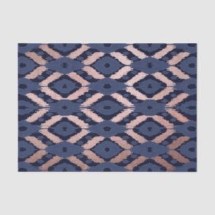 Papier Mousseline Patters de Bohemian Rose Gold Navy Blue Ikat
