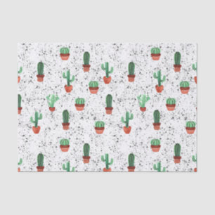 Papier Mousseline Patters de Green Terracotta Cactus