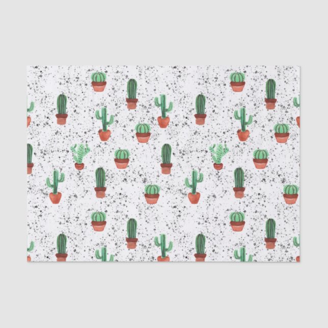 Papier Mousseline Patters de Green Terracotta Cactus (Recto)