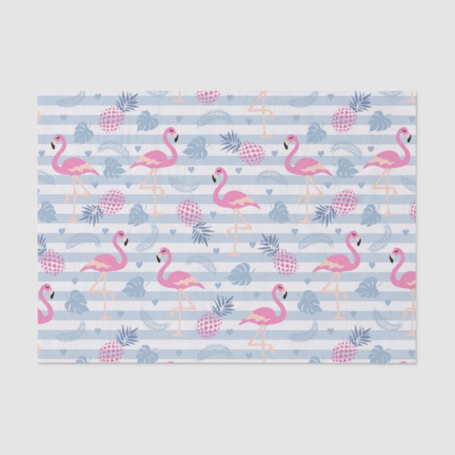 Papier Mousseline Patters de Whimsical Flamingo et Pineapple (Recto)