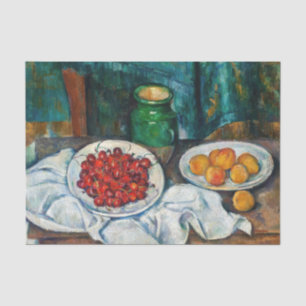 Papier Mousseline Paul Cezanne - Nature morte aux cerises et aux pêc