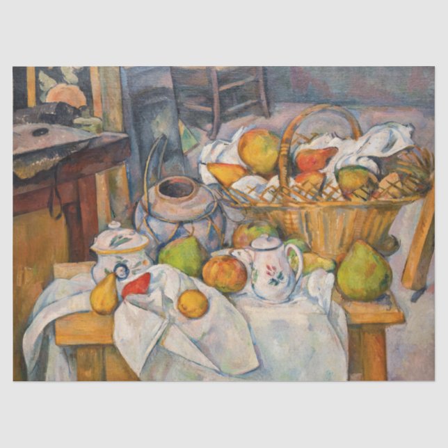 Papier Mousseline Paul Cezanne - Nature morte avec panier (Recto)