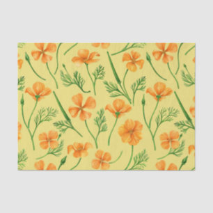 Papier Mousseline Pavot de Californie, fleurs d'été, orange wil