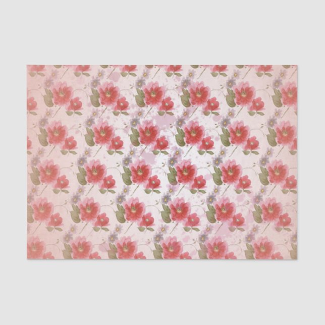 Papier Mousseline Pavot vintage floral (Recto)