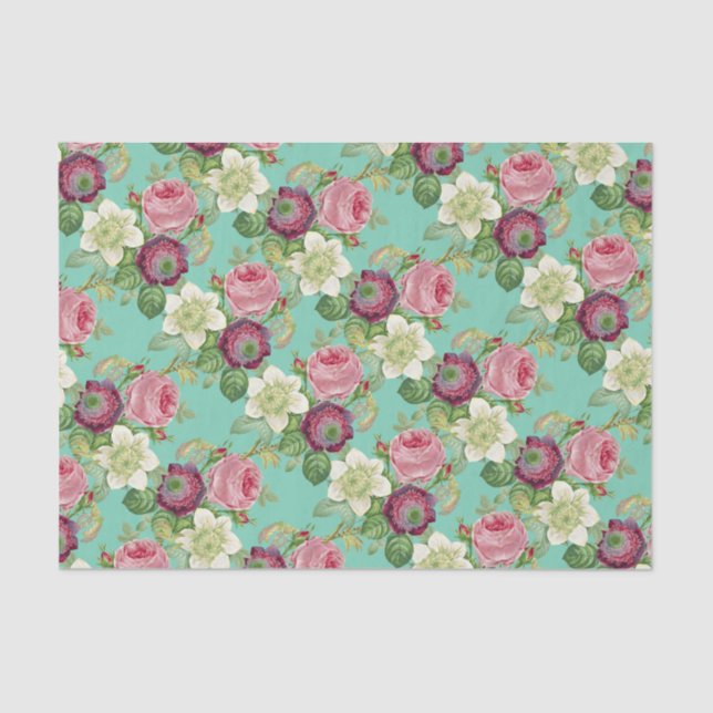 Papier Mousseline Pays botanique vintage de fleur chic (Recto)