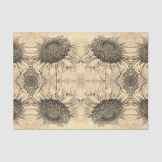 Papier Mousseline Pays floral Vintage sépia chic (Recto)