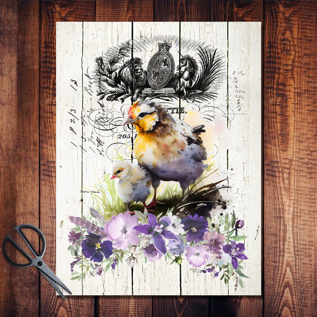 Papier Mousseline Pays Français Floral Cornouailles Poulet (Créateur téléchargé)