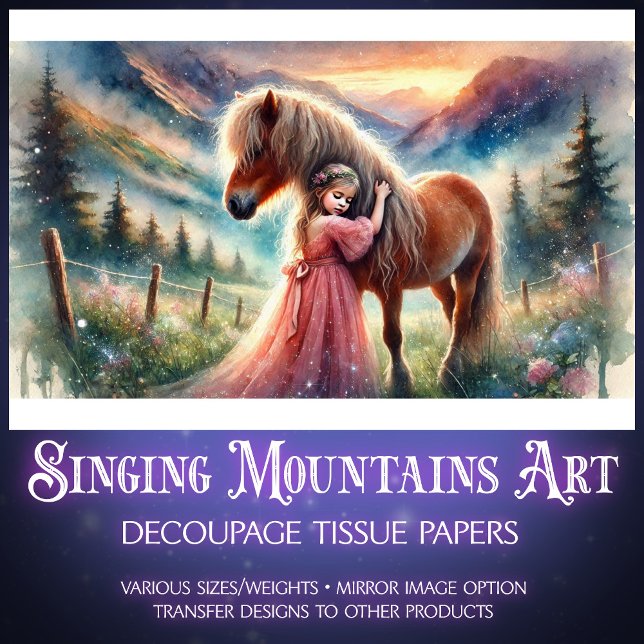 Papier Mousseline Pays Imaginaire Cheval et fille Découpage (Créateur téléchargé)