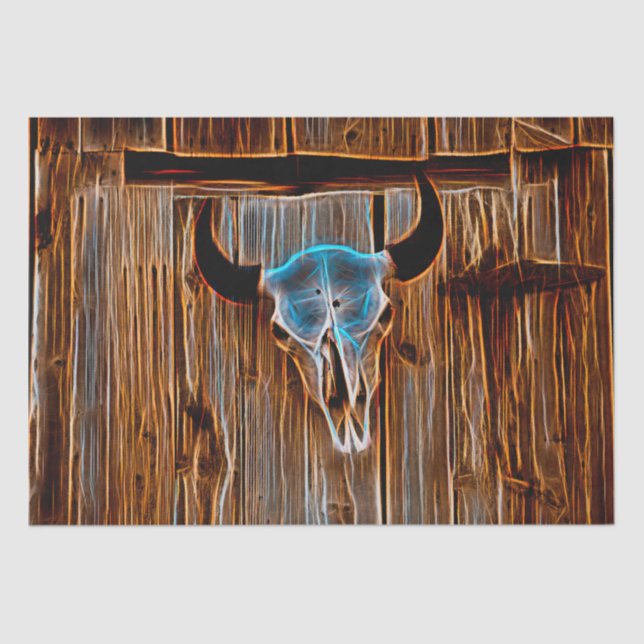 Papier Mousseline Pays Russe Western Bull Skull Surreal Art (Recto)