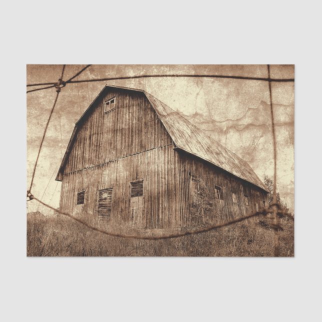 Papier Mousseline Pays Rustique Sepia Grange Texture Vintage (Recto)