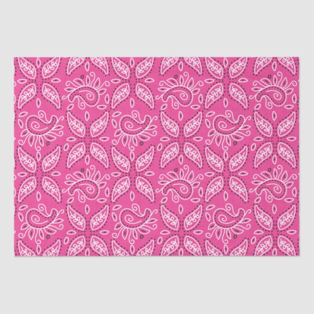 Papier Mousseline Pays Western Paisley rose motif papier de tissu (Recto)