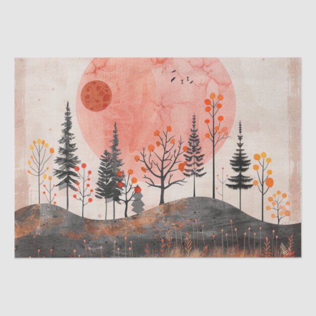 Papier Mousseline Paysage Abstrait de Boho (13) (Recto)