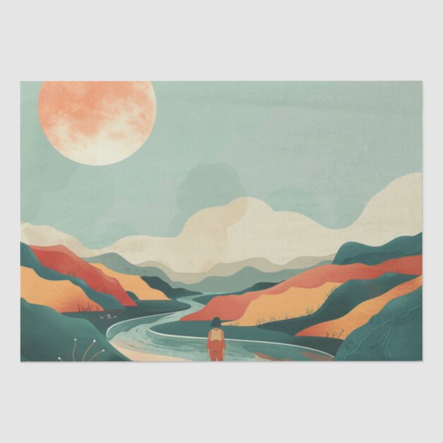 Papier Mousseline Paysage Abstrait de Boho (14) (Recto)
