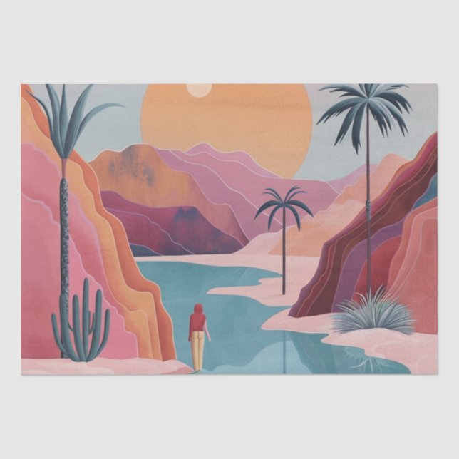 Papier Mousseline Paysage Abstrait de Boho (18) (Recto)