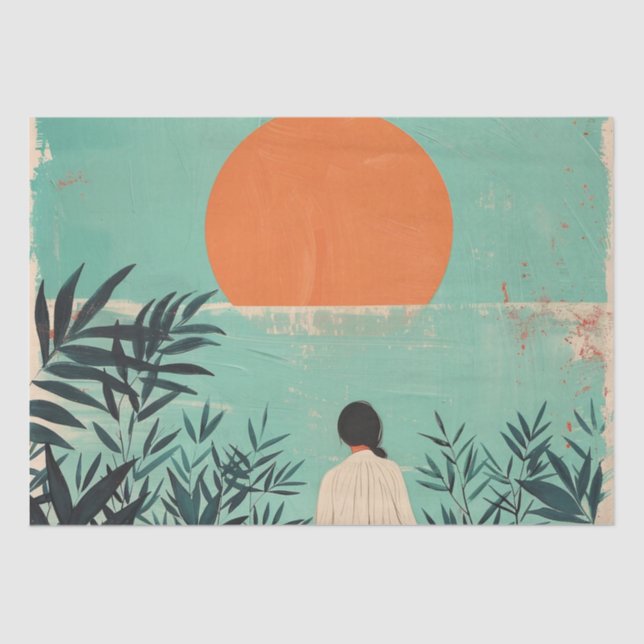 Papier Mousseline Paysage Abstrait de Boho (22) (Recto)