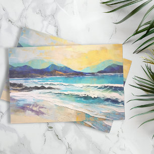 Papier Mousseline Paysage Abstrait de Plage Montagnes
