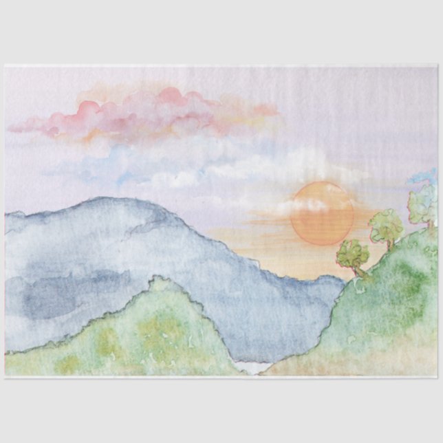 Papier Mousseline Paysage aquarelle 20X30 (Recto)