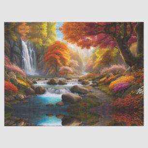Papier Mousseline Paysage d'automne Cascades dans le parc
