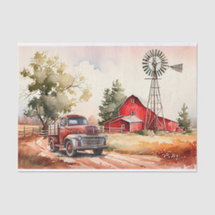 Papier Mousseline Paysage de camion de ferme Red Barn