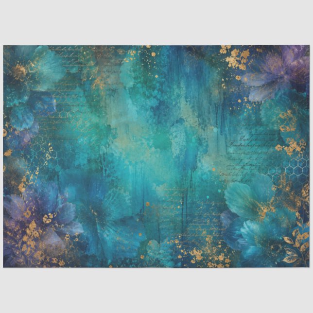 Papier Mousseline paysage de fond sarcelle abeille  (Recto)
