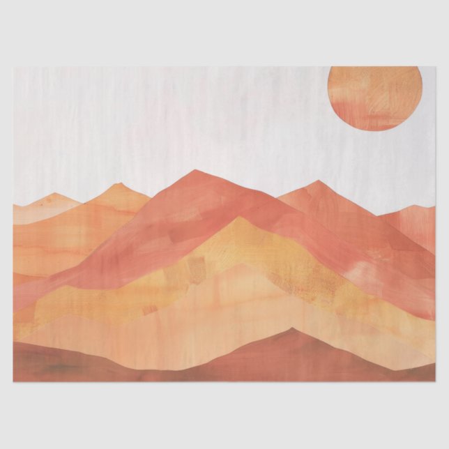 Papier Mousseline Paysage de montagne Abstrait minimaliste Boho (Recto)