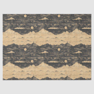 Papier Mousseline Paysage de Montagne Vintage avec Nuages (7)