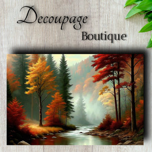 Papier Mousseline Paysage de rivière avec lueur de forêt automnale e