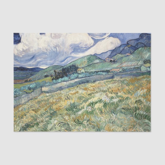 Papier Mousseline Paysage de Saint-Rémy par Vincent Van Gogh (Recto)